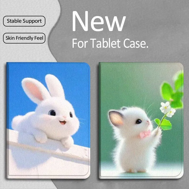 

Милый чехол-футляр с мультяшным белым кроликом для Apple iPad Pro/Air 13 (2-го, 7-го, 6-го поколений), 2025 M2/M3/M4/M5, 12.9/13 дюймов, складной, подарочный