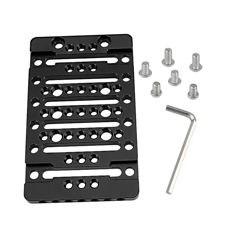 Plato de queso con orificios de rosca de 1/4 pulgadas y 3/8 pulgadas y 4 soportes de zapata fría integrados para liberación rápida para plataforma de jaula de cámara DSLR