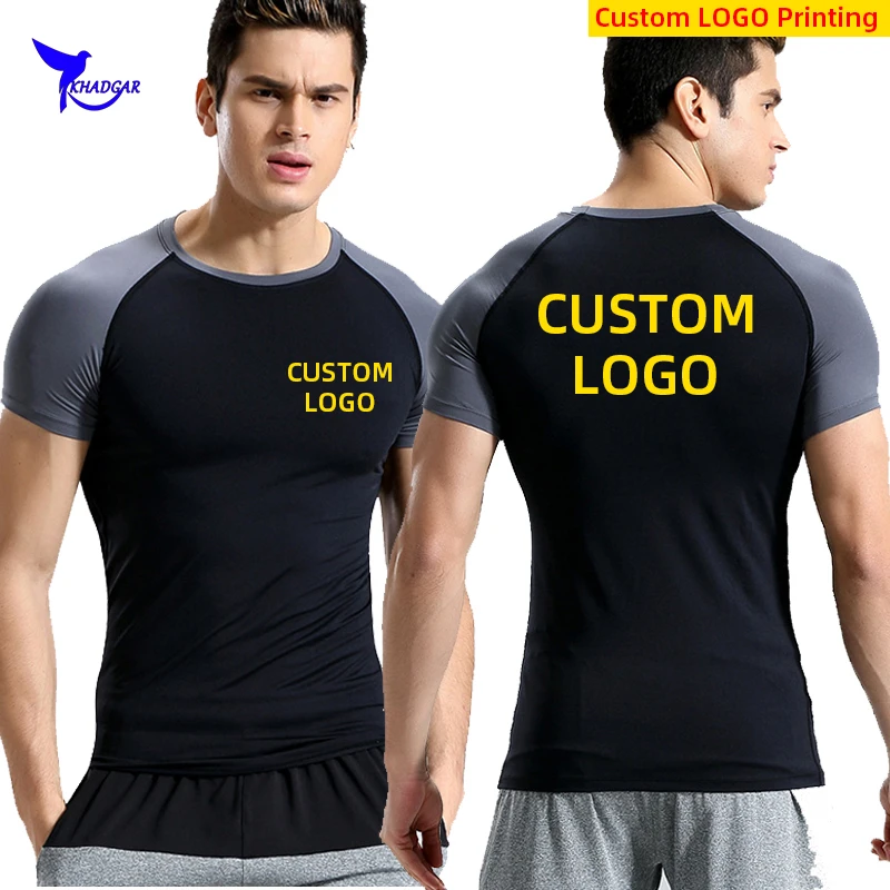 

Summer Quick Dry Short Sleeve Running Shirt Compression Sport T-Shirt Gym Fitness Elastic Tops Undershirt Sportswear Custom LOGO