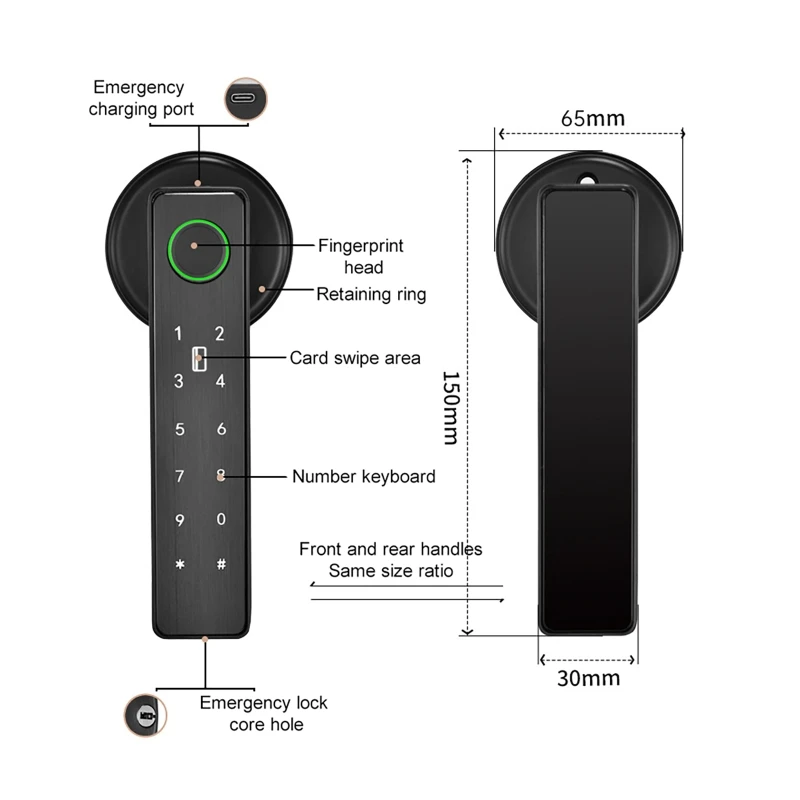 Electronic Digital Door Lock Card/Password/Fingerprint/Key/APP Unlock Intelligent Lock for Office Indoor Wooden Door