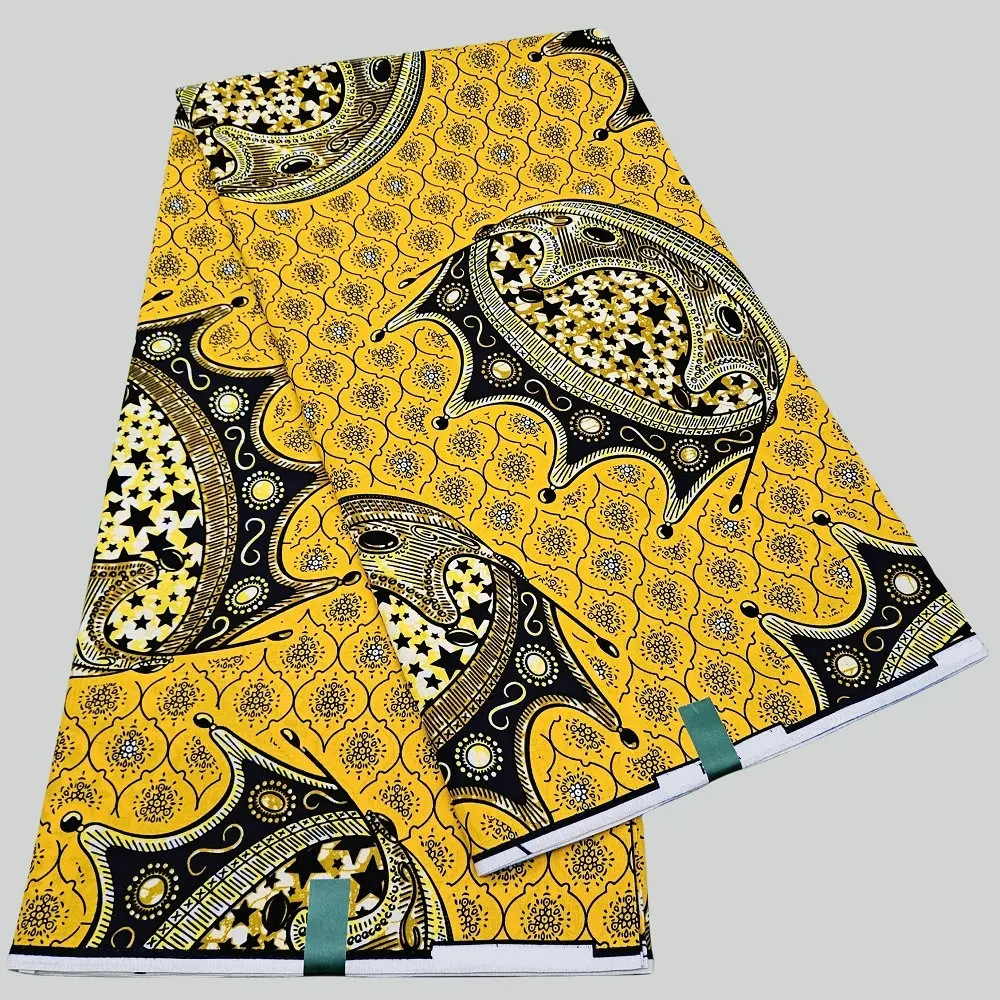 Original Super Holland Wachsdruckstoff, neues Design mit Krone, afrikanischer Stoff zum Nähen von Kleidung, 6 Yards. – Detail 6