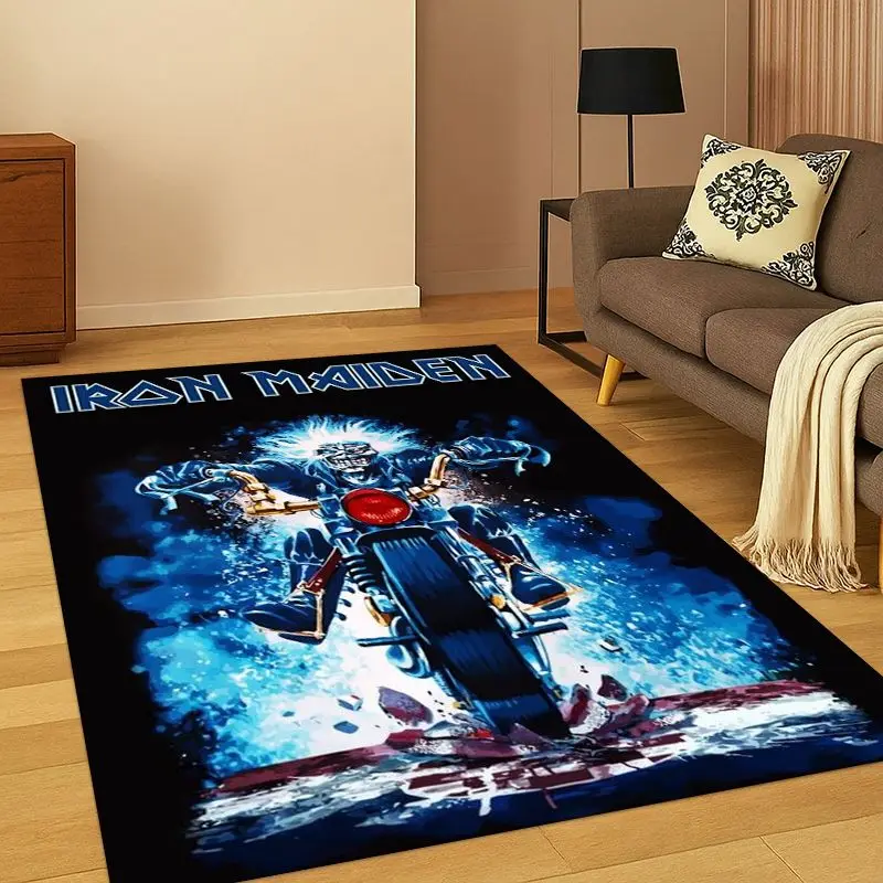 Retro I-Iron Maiden Metal Band Living Room Non-Slip Area Rug Soft Carpet for Bedroom  Playroom Sofa,Home Decor Doormat Gift