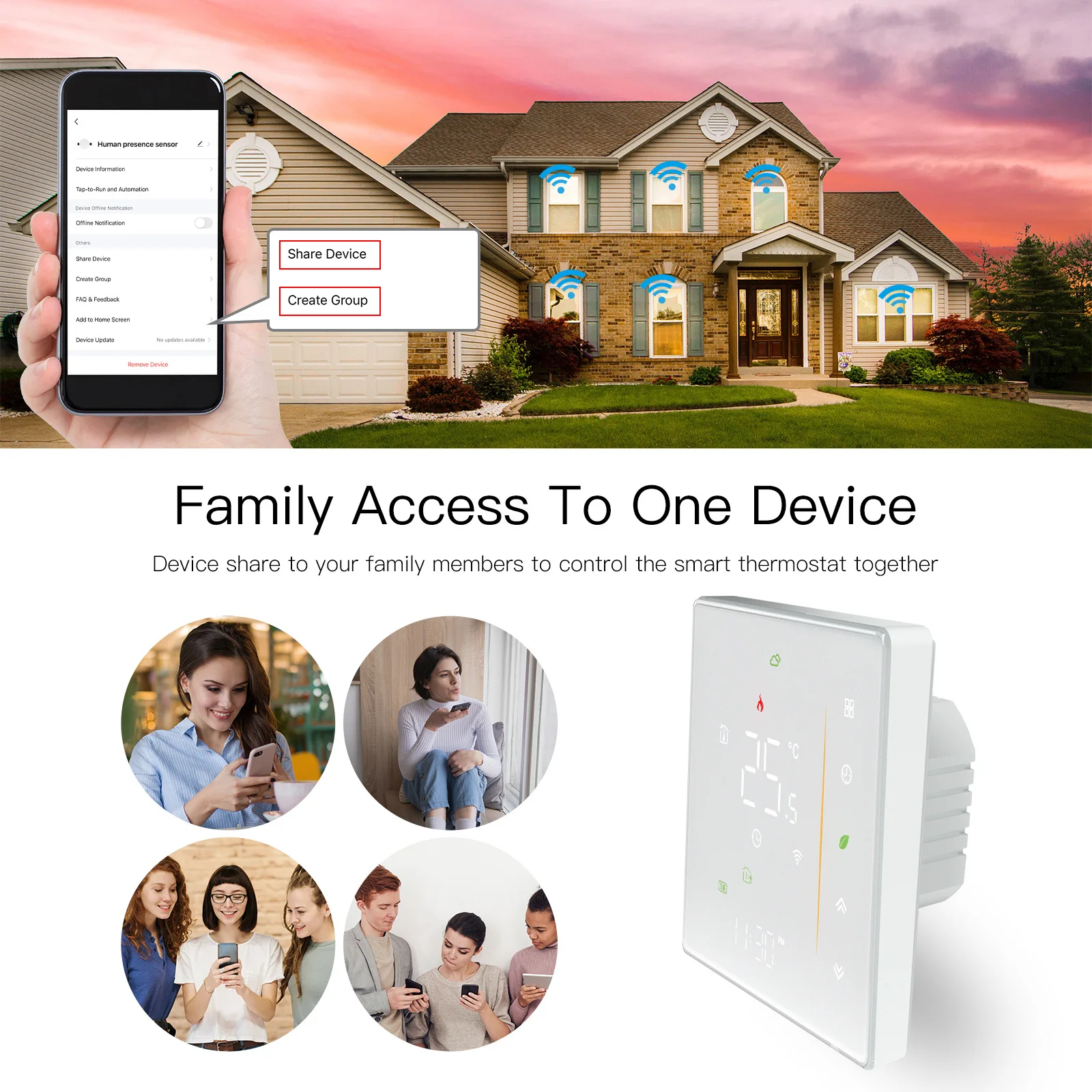 Tuya WiFi Smart Home Thermostat Switch Energy Saving Temperature Controller for Water Electric and Boiler Floor Heating