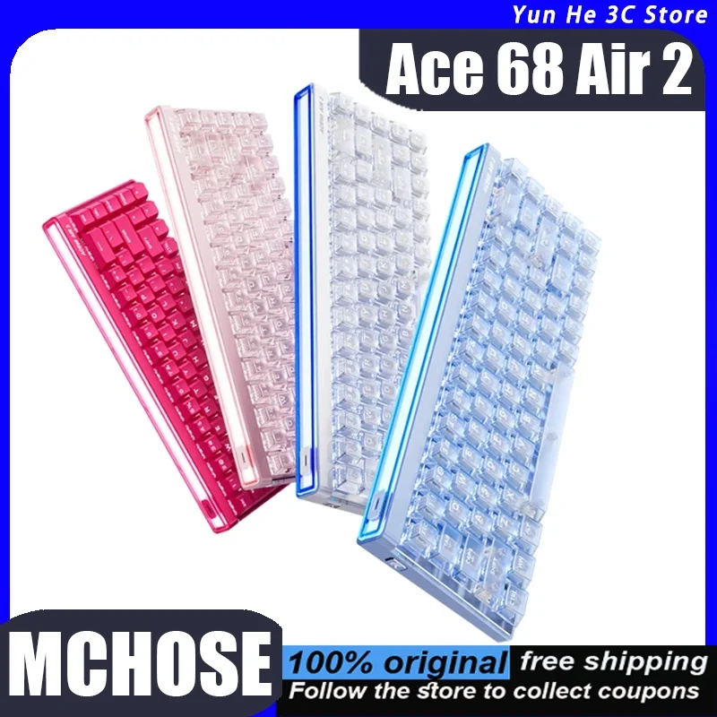 MCHOSE Mechanical Keyboard Ace 68 Air 2 Magnetic Axis Transparent Keycaps Rt Key Three Mode Switch Wired E Sports Gaming