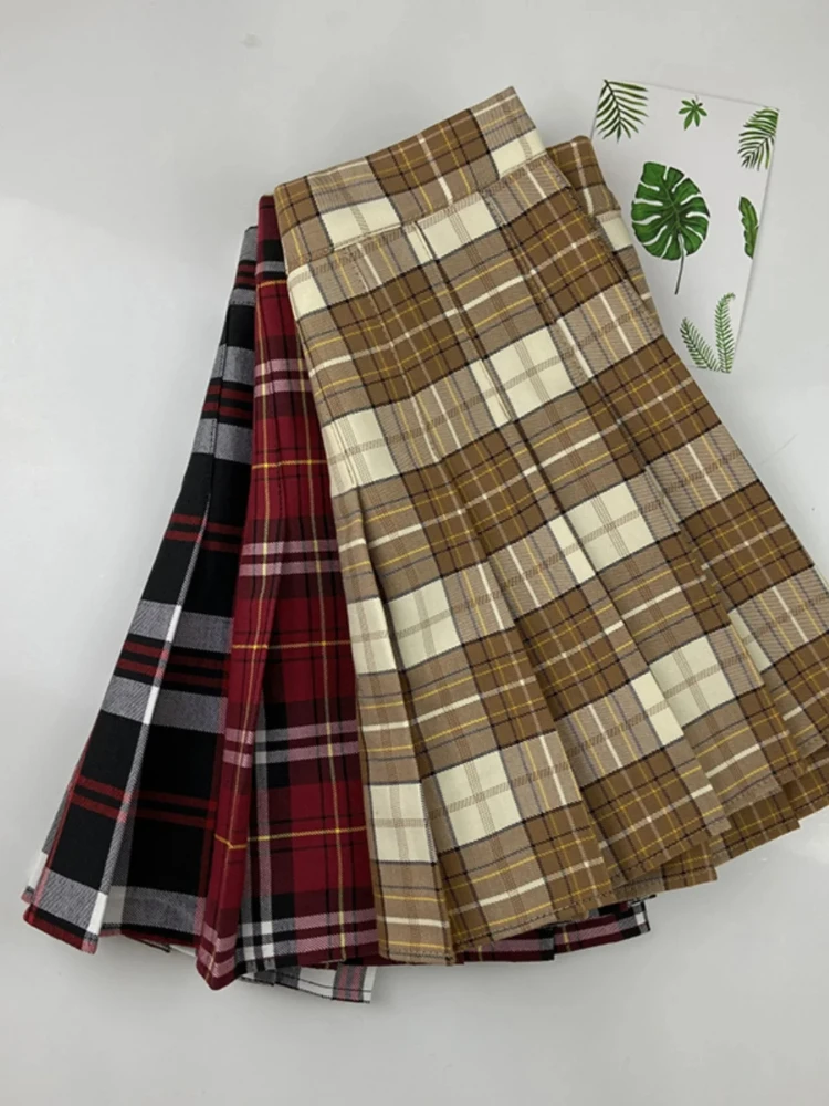Pleated Skirt Korean Style Fashion Harajuku Y2k Black Plaid Falda Tableada Women's Clothes A Line Mini Short Skirts For Women