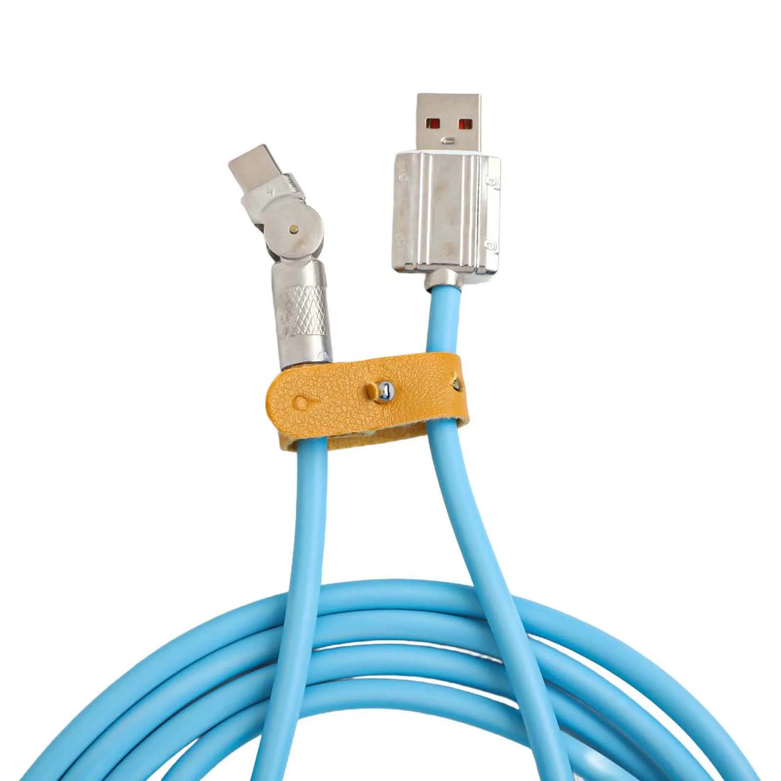 Efficient Fast Charging 7A USB Type C Cable 180 Degree Rotary Elbow Design Compatible with for Xiaomi Charger Orange