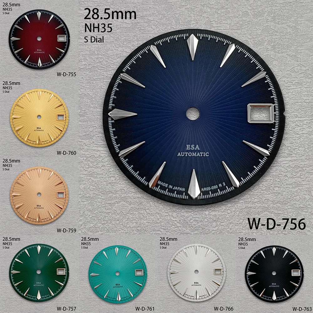 28.5mm S Logo Cocktail Dial Suitable For NH35 Japan Movement Vertical Stripe High Quality Dial Watch Modification Accessories