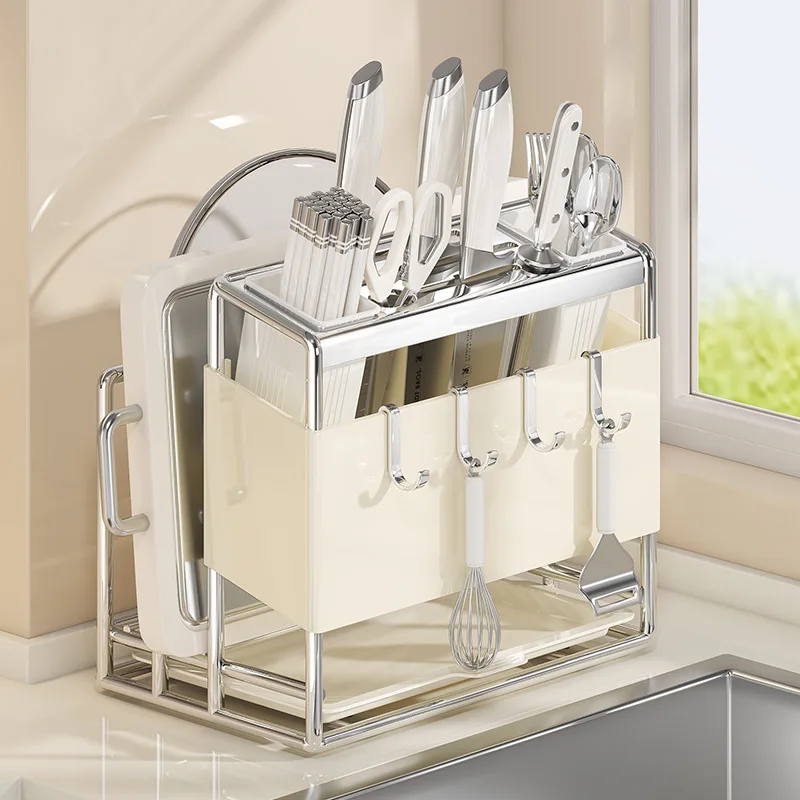 

Fork Cutlery Knife Holder Pot Lid Fashionable Hook Knife Holder Drain Storage Kitchen Supplies Suporte Para Facas XY40DJ