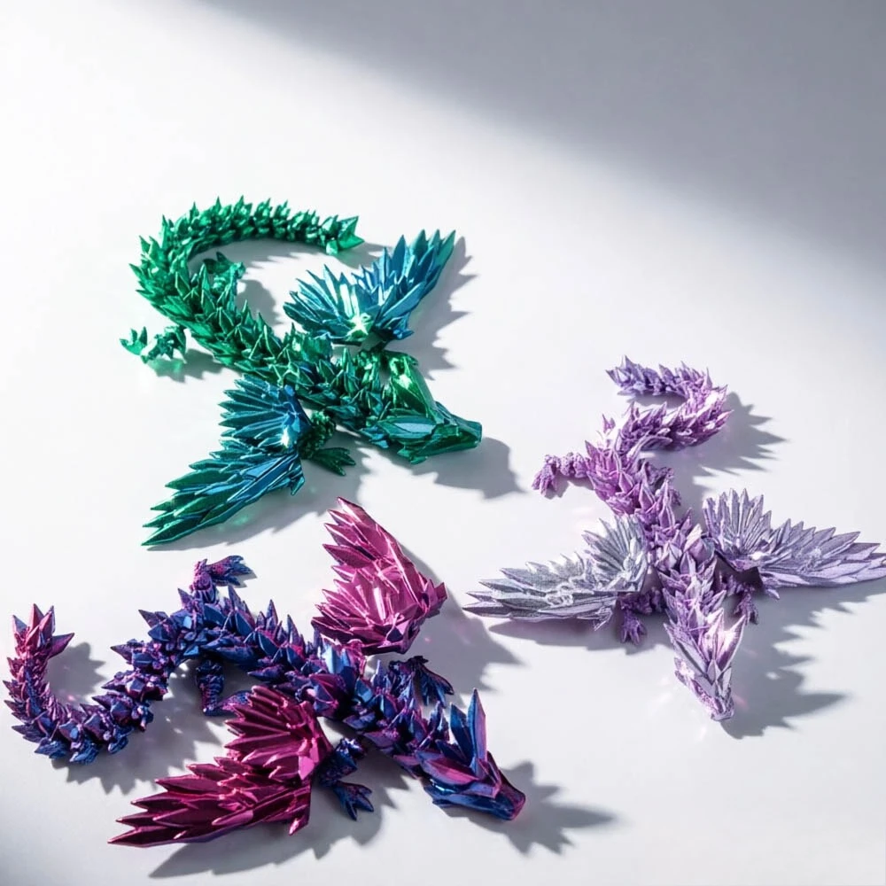 15cm 3D Printed Magic Wing Dragon Movable Joint Fidget Toy Rotatable Articulated Office Desktop Ornament Toy Crafts Gift