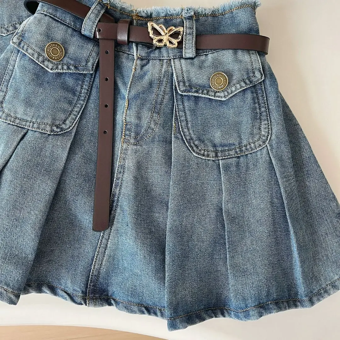 Korean Style Children Casual Clothes Suits Girls Clothes Set Summer Sleeveless Denim Vest+Skirt Fashion  Kids Clothing 2pcs 2-7Y