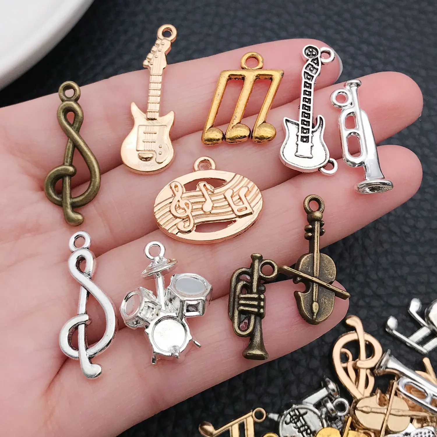 20/100pcs Multi-Finish Music Charms - 5-Tone Craft Components for DIY Jewelry