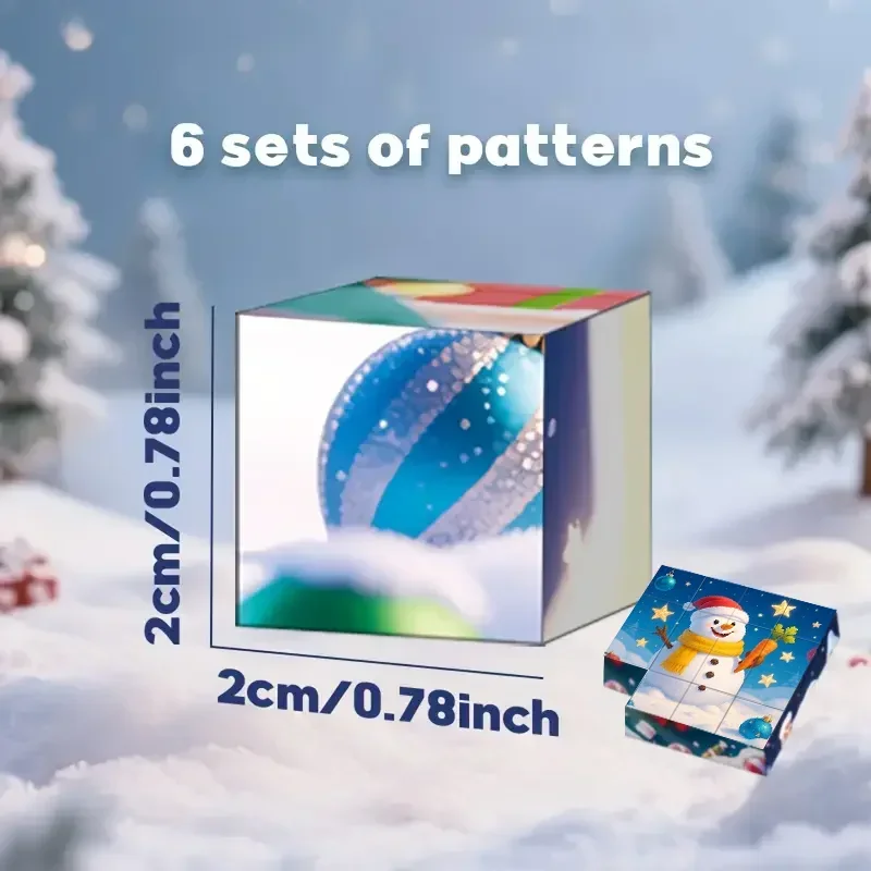 16pcs Magnetic Building Blocks Cube Puzzle Christmas Santa Claus Children Toy Create 6 Picture Education Sensory Gift for Kids