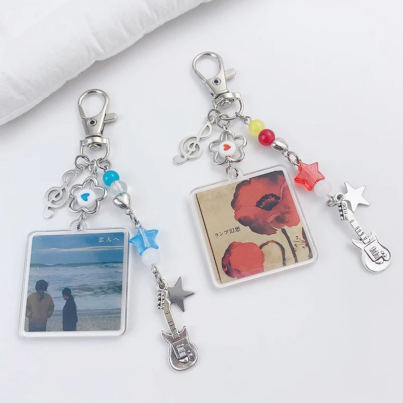 Y2K Trendy Lovers Lamp Inspired Keychain Ins Style Album Keyring Bag Pendant Camera Hanging Decoration Couple Gifts