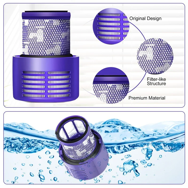 جزء فلتر V10 متوافق مع سلسلة Dyson V10 Cyclone، V10 Absolute، V10 Animal Filter 3 عبوات من المرشحات والفرشاة النظيفة