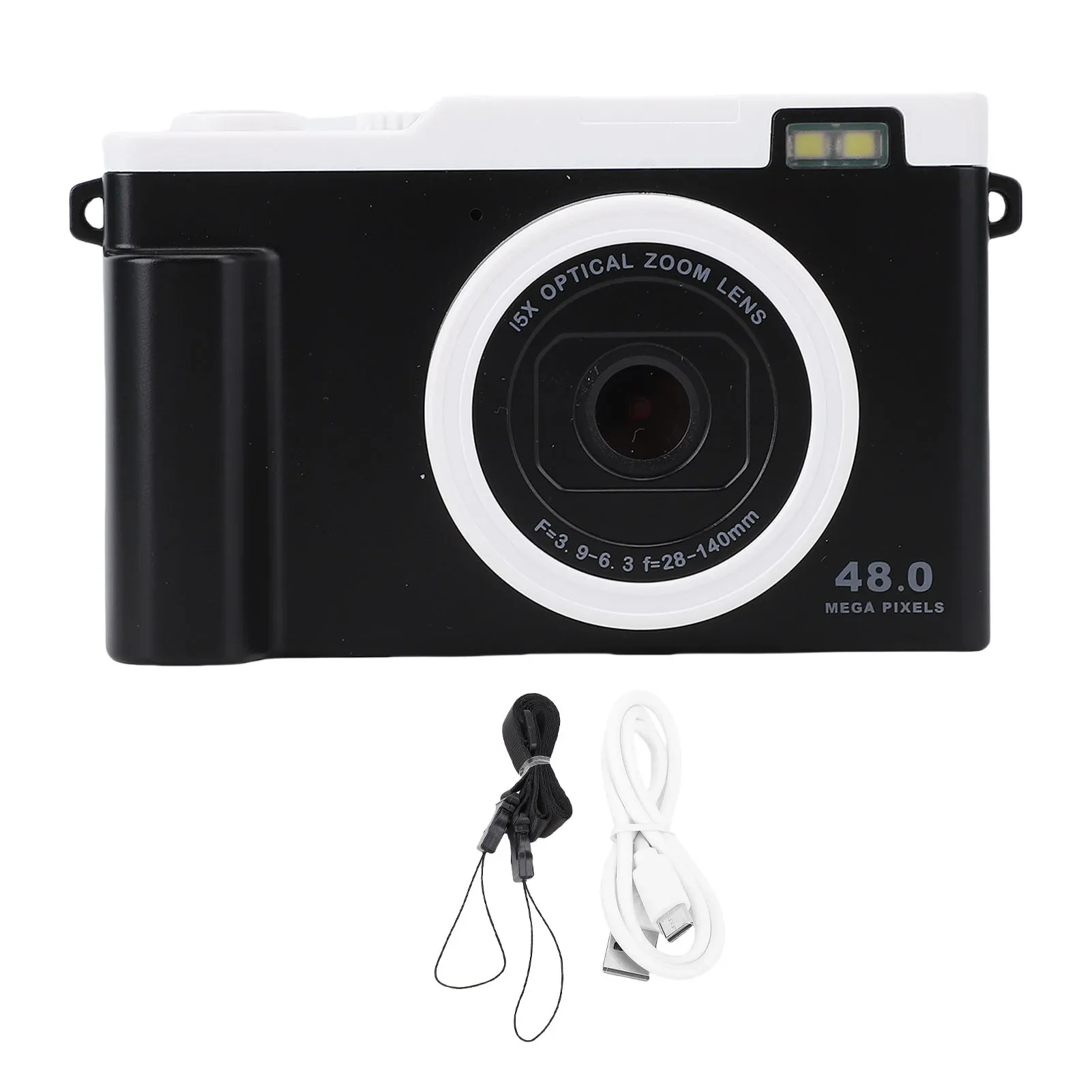 1080p-48mp-hdデュアルカメラ搭載、15倍デジタルズーム、ledフラッシュ、wifi転送機能付き、旅行用コンパクト小型デジタルカメラ