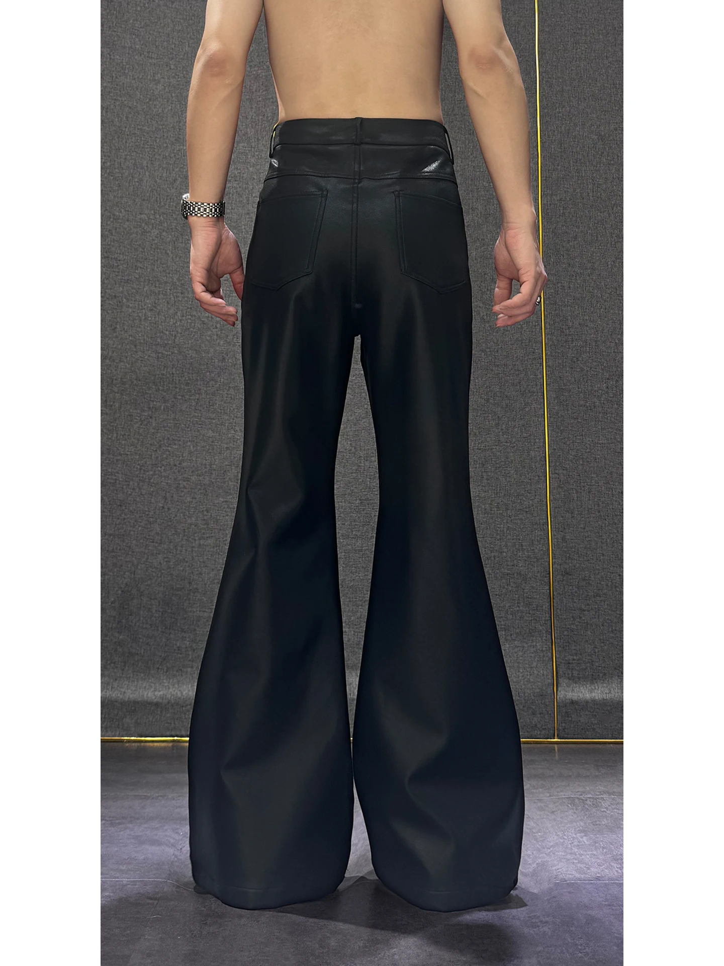 2025 New Fashion Trend Heavy Stitching Knee Zipper Flared Pants High-end Design Unique Personality Long Pants for Men