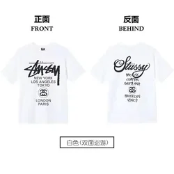 2024 New Fashionable High Quality Men's and Women's T-shirt Printed with Stusey Cotton Casual Shopping Short Sleeve Top