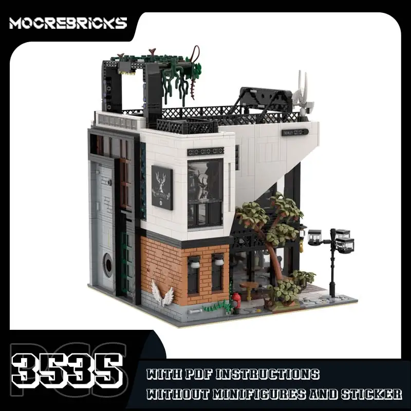 City Architecture Coffee Shop Model MOC Street View House Building Blocks Technology Bricks Toy Children's Commemorative Gift