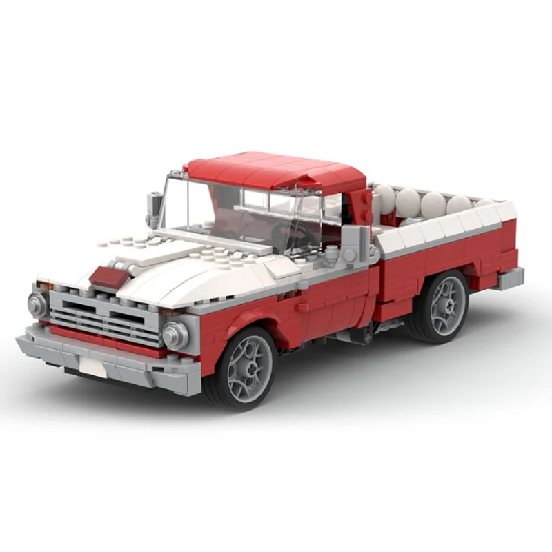City Car Model MOC Building Bricks F100 Vintage Pickup Truck Modular Technology Gifts Holiday Assemble Children Toys Suit