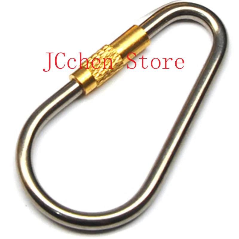 

3mm Raw Ti Burn Blue TC4 GR5 Titanium Alloy Outdoor Camping Carabiner Keychain Hanging Buckle Snap Hook