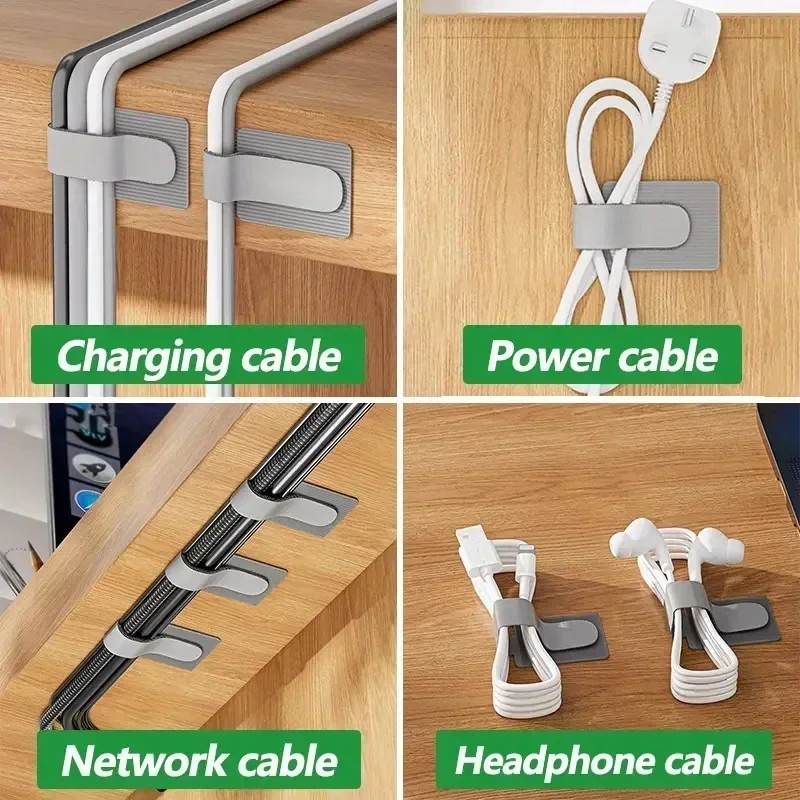 New Reusable Cable Ties Self-Adhesive Power Cord Cable Holder Adjustable Cord Storage Desktop Organiser Manager