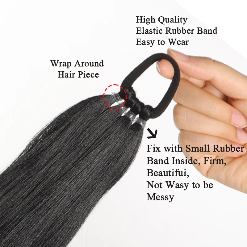 Extensión de cola de caballo sintética con liga para cabello, trenzas y moño, 28 pulgadas, degradado, para DIY 2