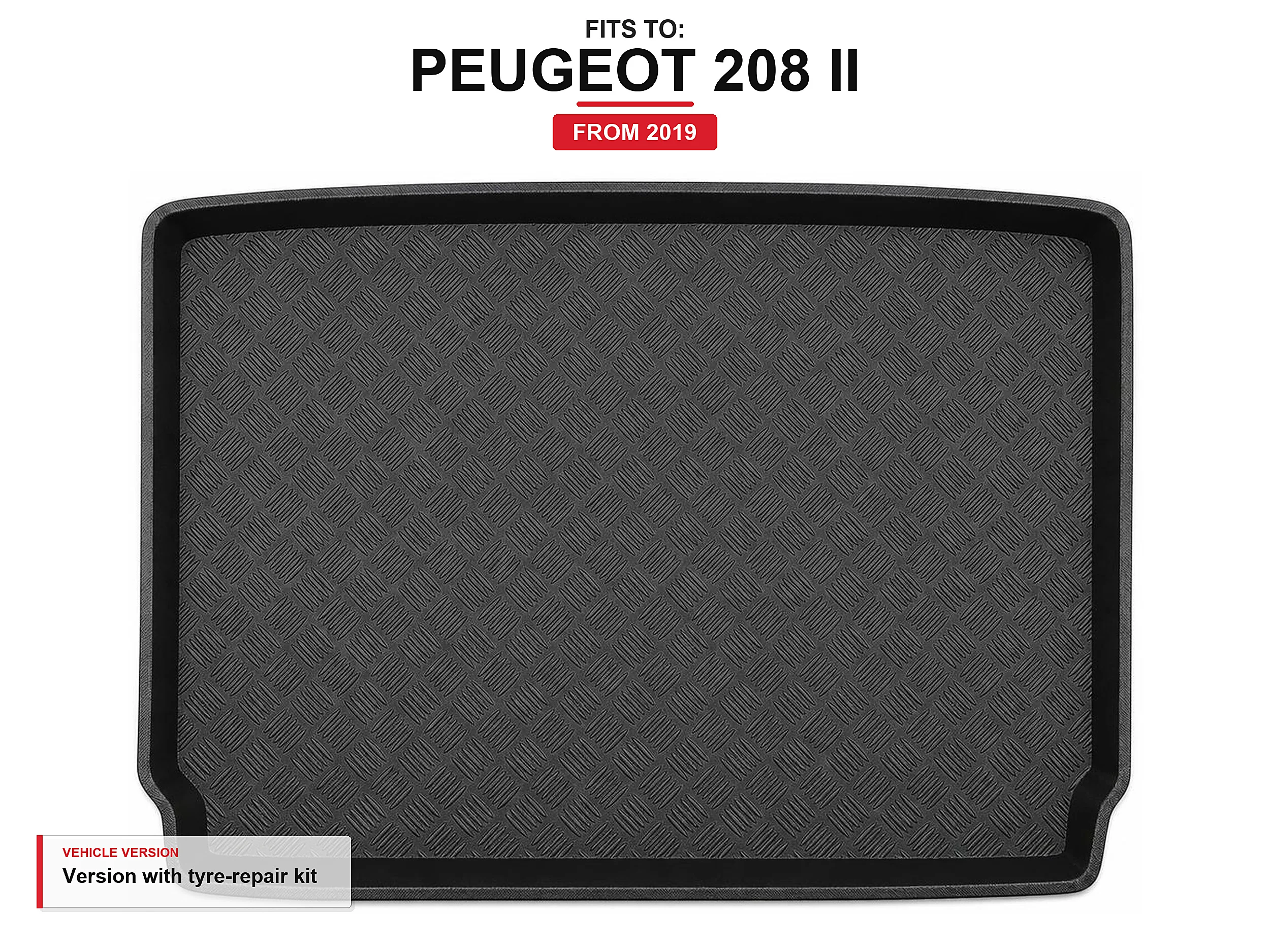 Kofferbakmat met rand voor: Peugeot 208 Ii 2019-