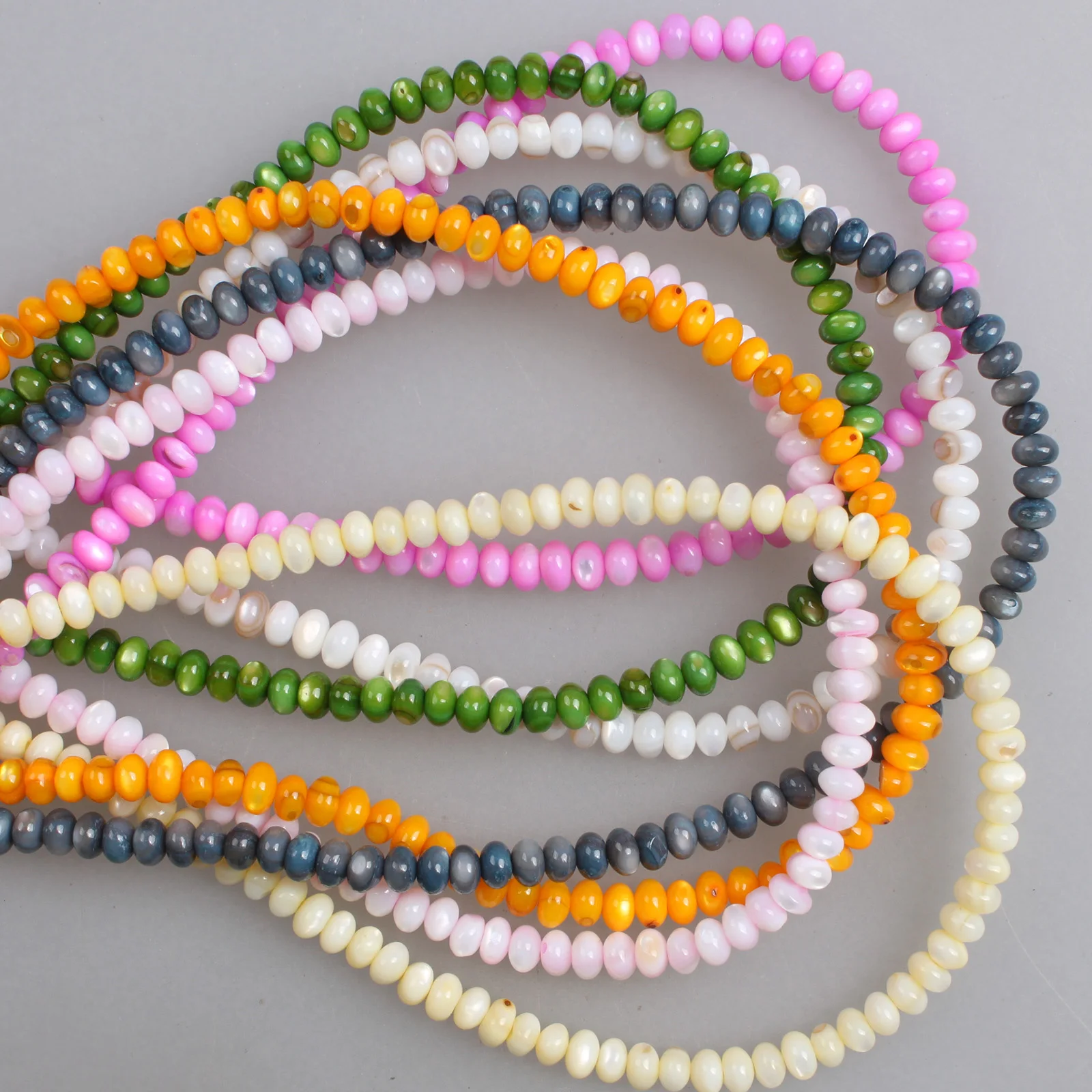 Natural Shell Beads Rondelle Beads Mother of Pearl Shell Loose Beads 3*5mm For Bracelets Necklace Diy Jewelry Making