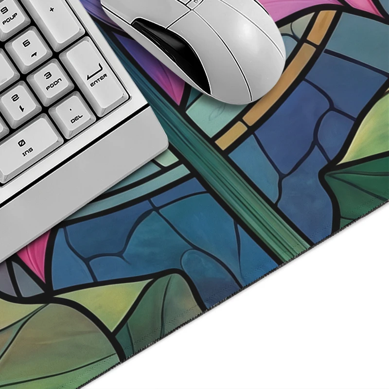 Mouse Pad Gaming Stained Glass Lotus printon demand Computer Large HD Mousepad XXL Non-Slip Soft Natural Rubber Mouse Mats