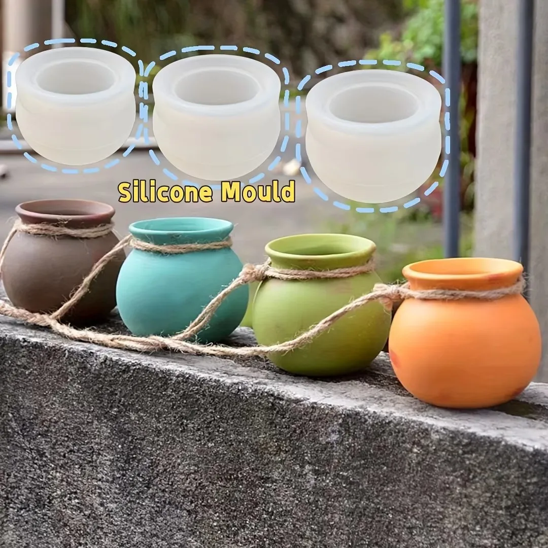 Silicone Flower Pot Molds, Resin Molds, Epoxy Molds, Scented Candle Molds, Small Succulent Flower Pots, Wall Hanging Flower Pots, Vintage Pottery Molds, Handmade DIY Container Molds, Epoxy Resin Making Molds view 2