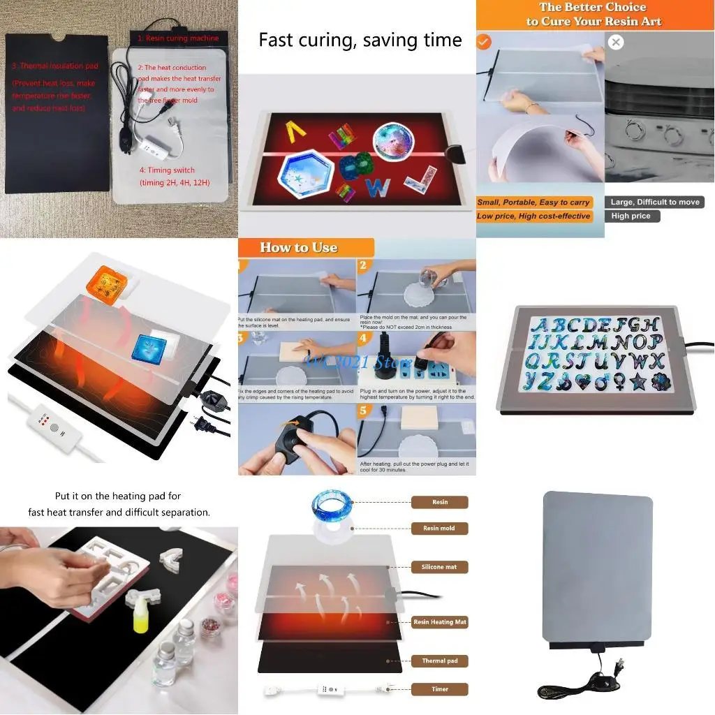 

G5GC Temperature-regulating Heating Pad Fast Resin Curing Machine with Silicone Pad Resin Quick-drying Pad Resin Supplies