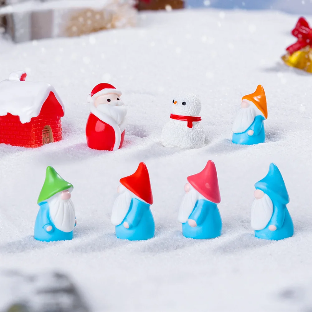 

10Pcs Christmas Miniatures Kit Santa Snowman Dwarfs Resin Mini Figurines Decorative Micro Landscape Ornaments Mini Santa Figure