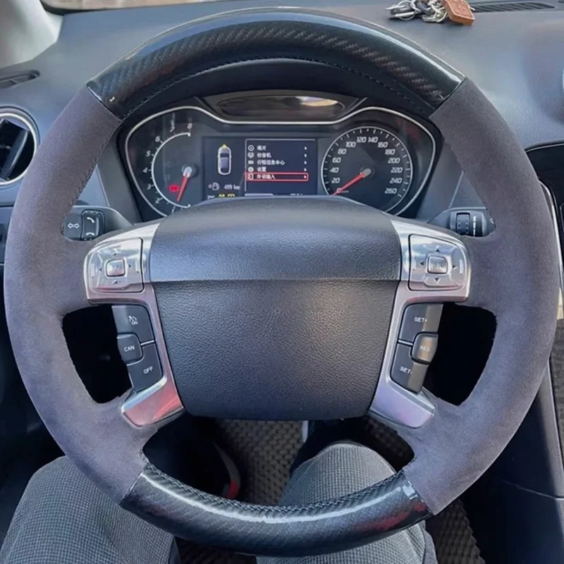 

Custom Car Steering Wheel Cover Ford Mondeo 2007-2014 Galaxy 2006-2015 S-Max 2006-2014 Suede Leather Car Accessories