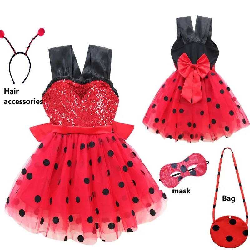 Joaninha Little Girls Flying Sleeve Cosplay Princess Outfits Birthday Party Dress Stage Performance Child s;5'b,8.