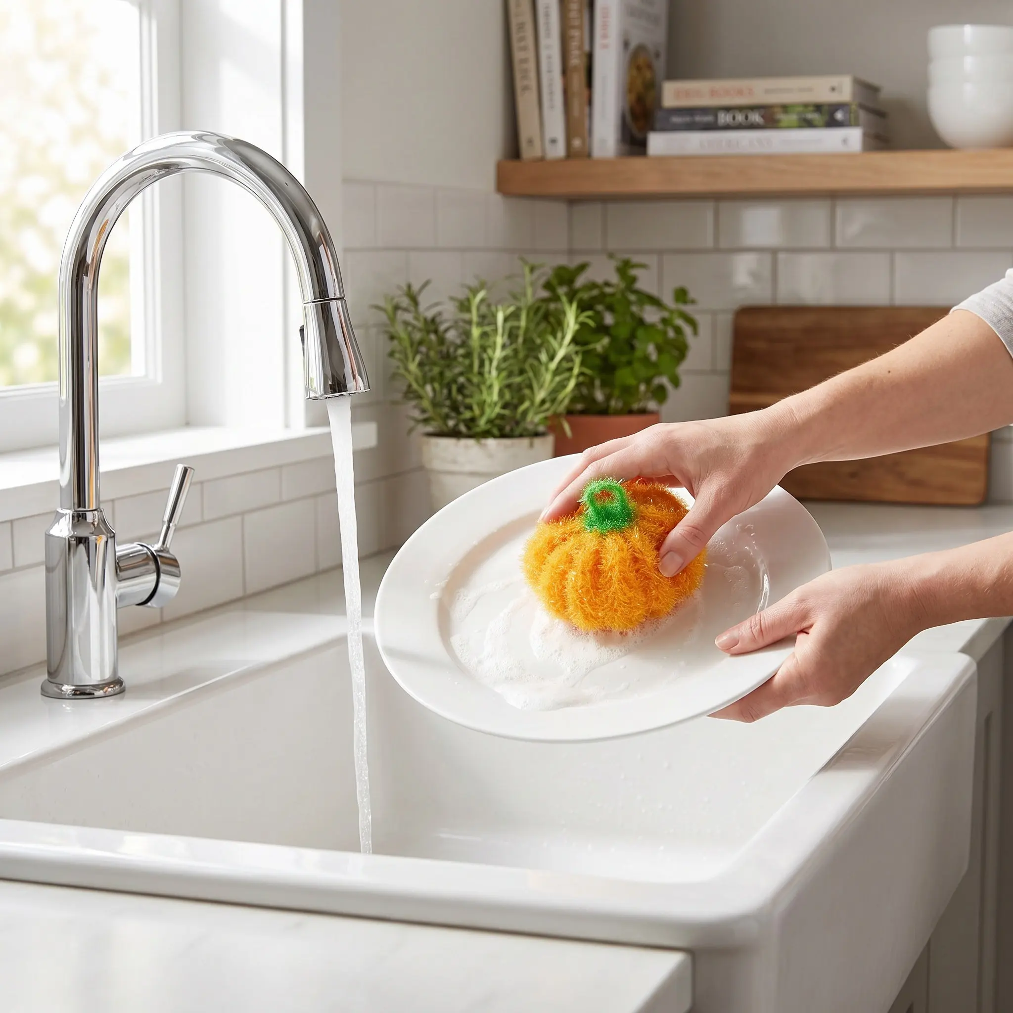 3Pcs Pumpkin Shape Reusable Dishcloths Non Scratch Kitchen Cleaning Brush Multipurpose Dishwashing Scrubber Cloth for Washing