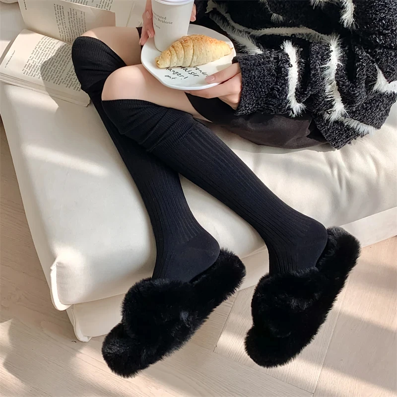 Trendy Socks For Women Long High Quality New Winter Warm Over The Knee Lady Stockings Solid Color Fashion Sexy Thigh High Socks