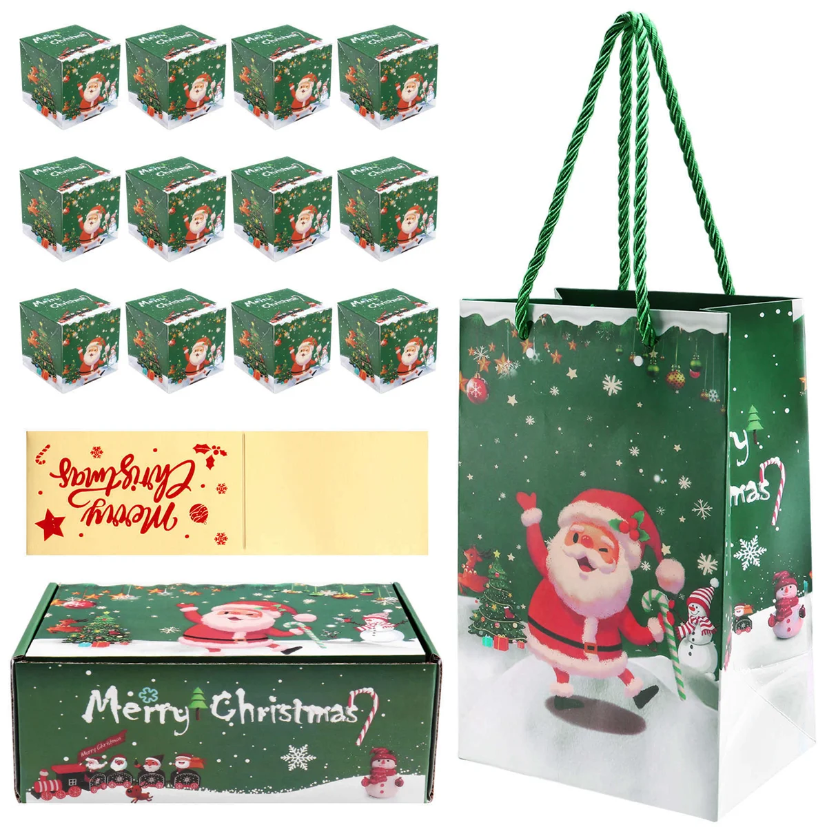 ONCE Christmas Money Box Set Gift Box Explosion for Money Christmas Money Box for Cash Present Pull (Green 12pcs)