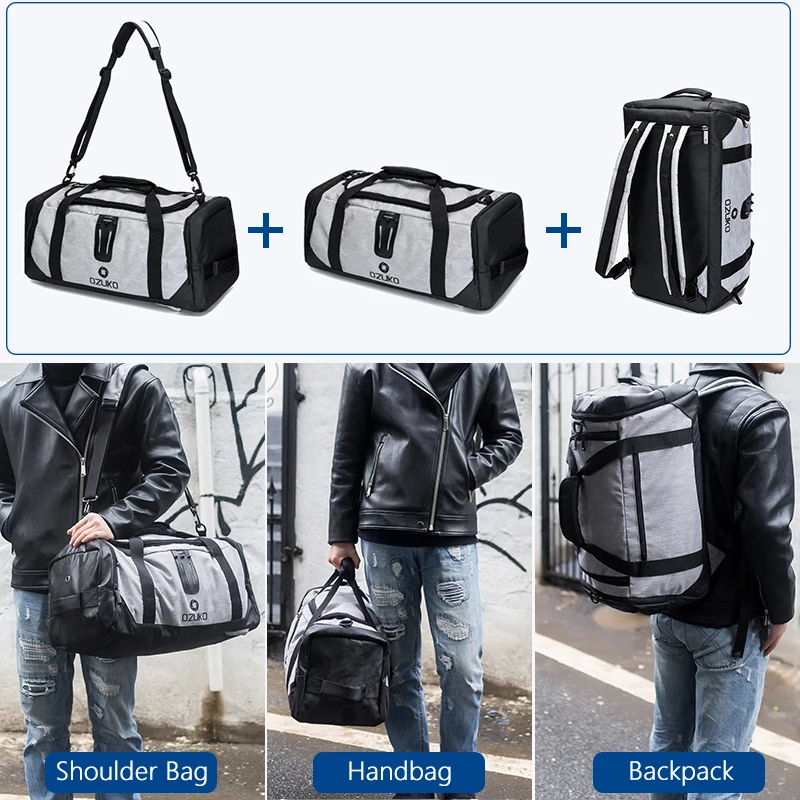 OZUKO-Mochila De Viaje impermeable para hombre, bolso de mano Oxford de gran capacidad para ocio, bolso de hombro a la moda, 21 unidades