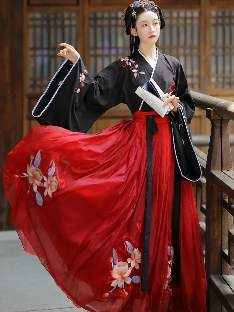 

Chinese Dress Red Ancient Hanfu Robe Embroidery Women Dresses China Style Folk Dance Cosplay Costume Kimono Traditional Clothing