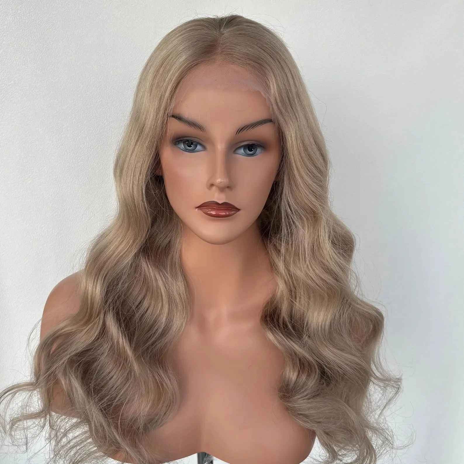 Blonde Ombre to Brown Lace Front Synthetic Wig Long Wave Hair for Women Heat Resistant for Daily And Party Use