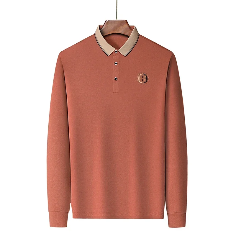 

2025 New Hot Selling Luxury Long Sleeve T-shirt Loose Top Clothing Trendy Casual Collar Embroidered Polo Shirt for Men