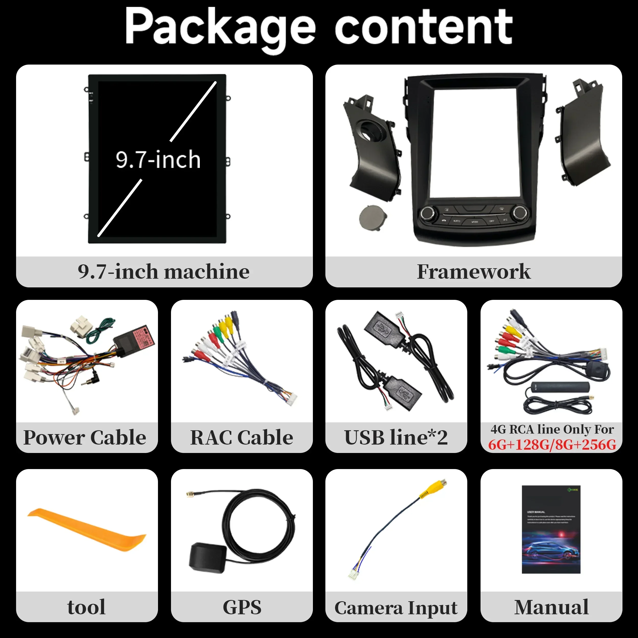 9.7 polegadas rádio do carro multimídia inteligente gps sem fio carplay tela de toque android 14 para toyota rav4 rav4 2005-2013