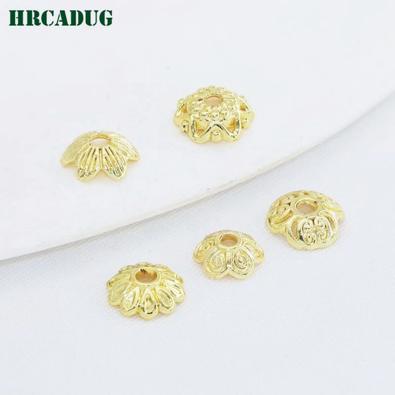 

30pcs 60pcs Flower Cap 18K Gold/Silver Plated Spacer Bead End Caps For Bracelet Jewelry Making Supplies DIY Accessories Findings