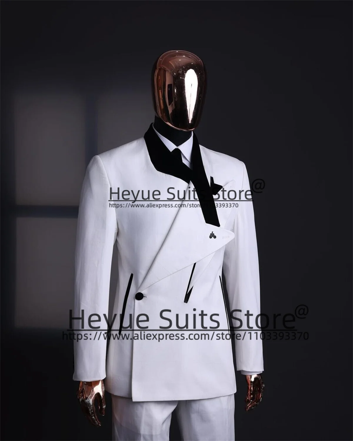 White One Button Wedding Suits Men Slim Fit Wide Lapel Formal Groom Tuxedos Prom 2 PCS Sets Elegant Male Blazer Trajes De Hombre
