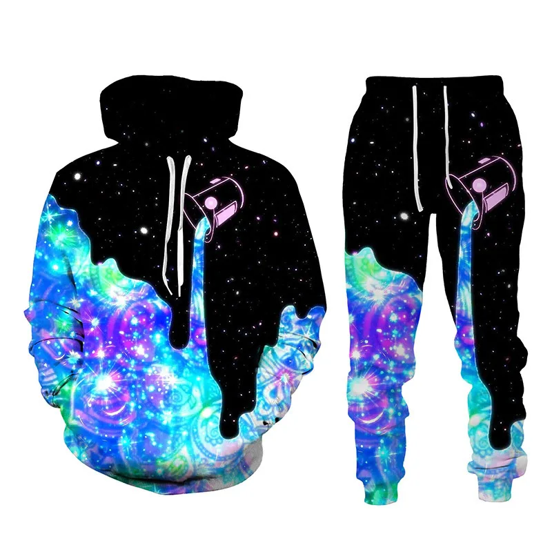 

3D Milky Starry Sky Printed Hoodie + Pants Suit Cool Men/Women 2 Pcs Sportwear Tracksuit Set Autumn and Winter Men's Clothing