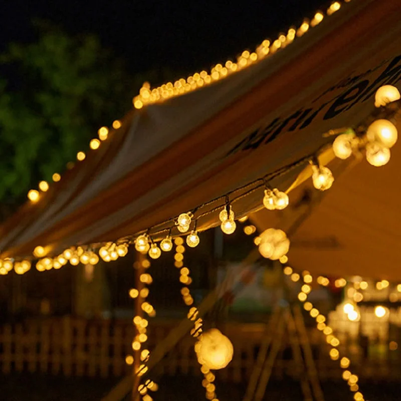 Solar Powered Crystal Ball Fairy String Lights LED Garlands Outdoor Garden Christmas Decor 20/30/50 Count Energy Efficient