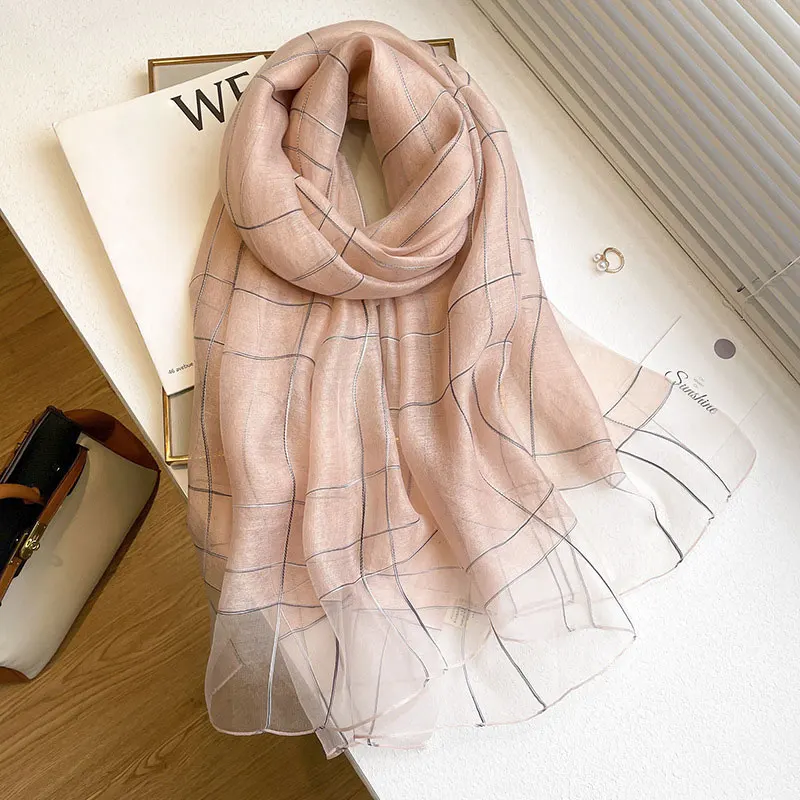 Four Season silk wool scarf women hijab plaid pashmina shawls and wrap Luxury Brand Bandana Bufanda Blanket Scarves Wholesale