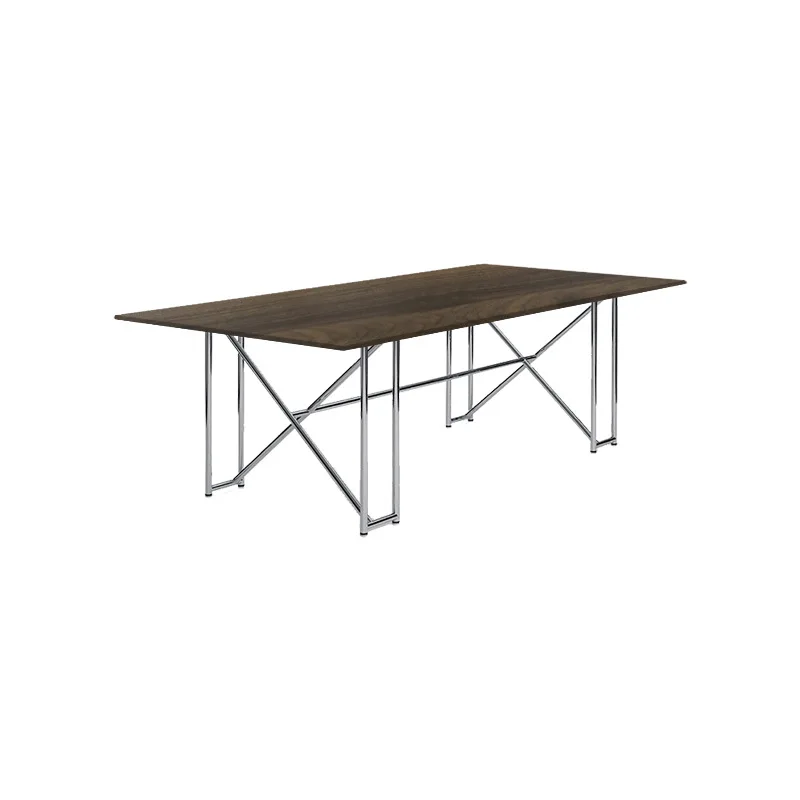 

Nordic solid wood stainless steel glass dining table, large countertop, workbench