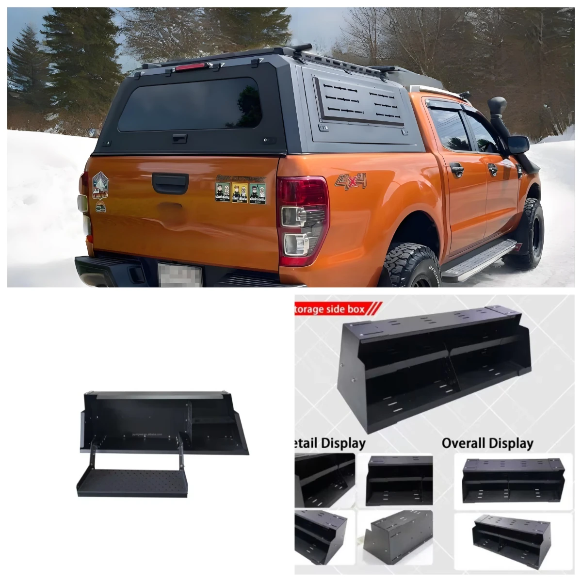 

Waterproof Customization Car Storage Tool Box Aluminum Black Case 4x4 Storage Box for Pickup and Truck Side Boxes