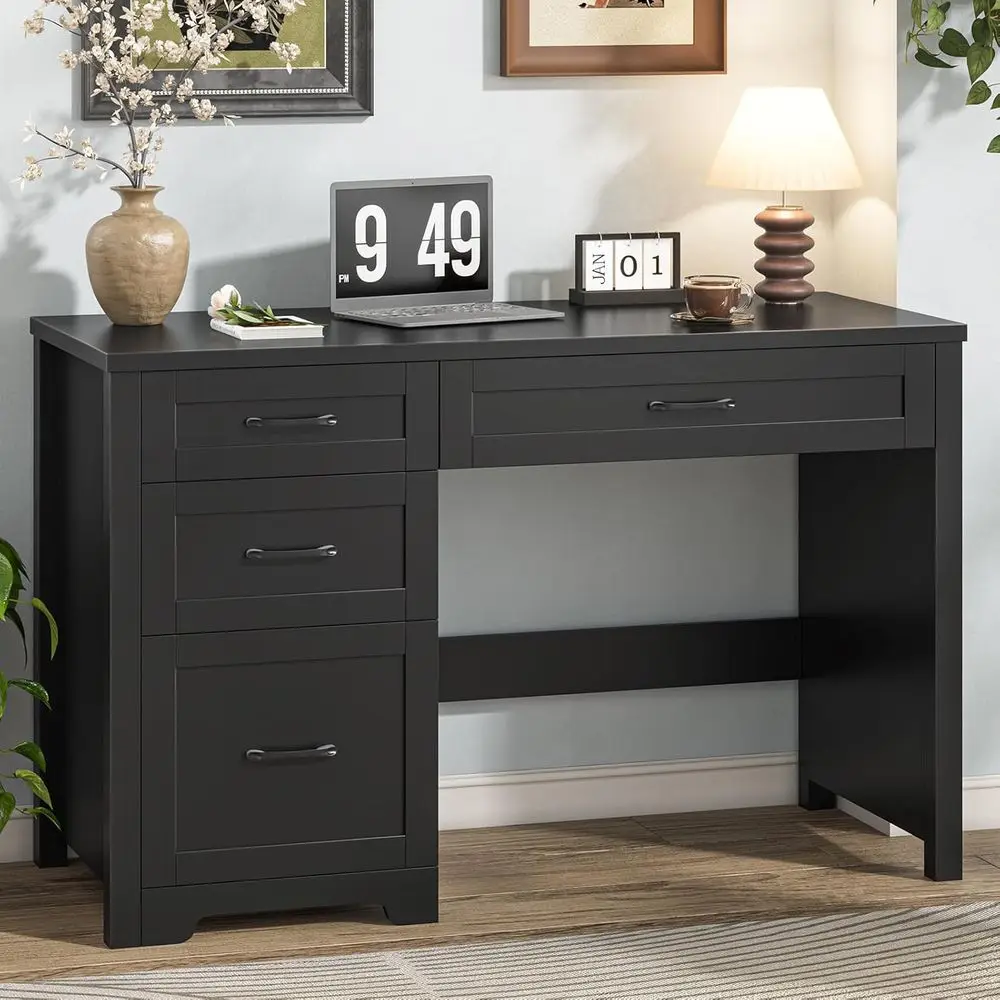 

Письменный стол Executive Wood 47 с 3 ящиками, идеально подходит для домашнего офиса, кабинета или для письма, черный.